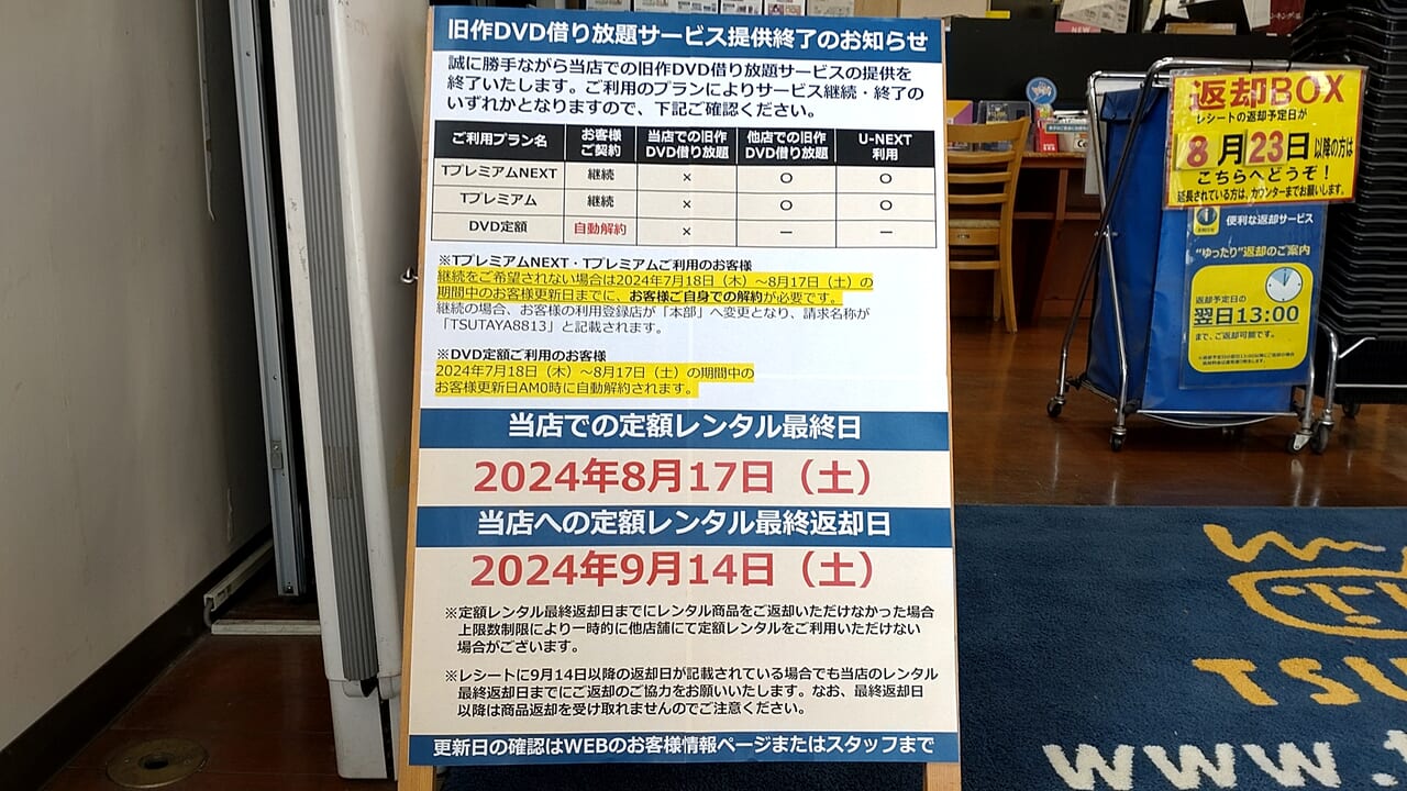 TSUTAYA　湊高台店
レンタルお知らせ