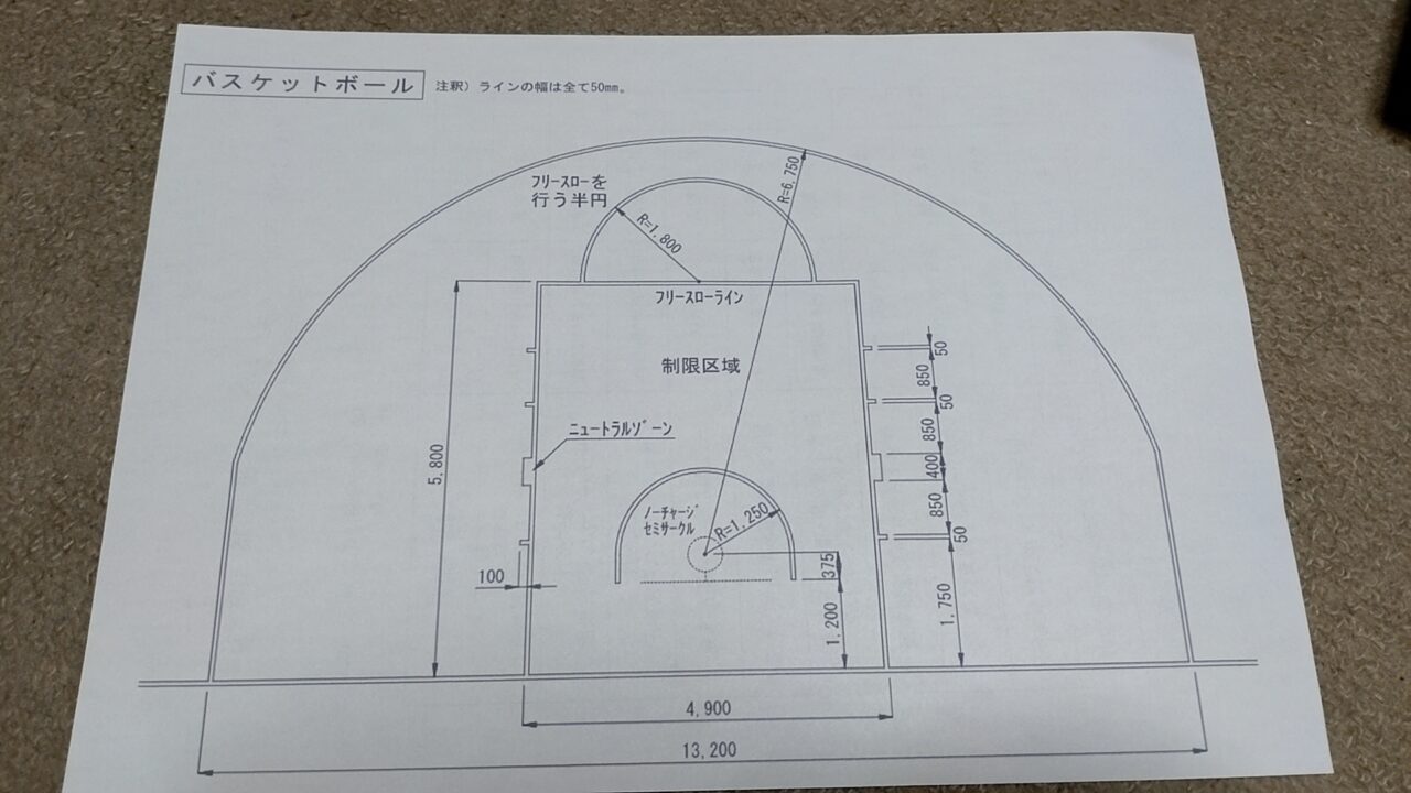 ガイソー八戸店　バスケットコート　寸法