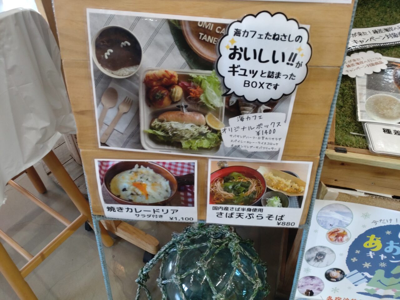 海カフェたねさし　通常メニュー　看板