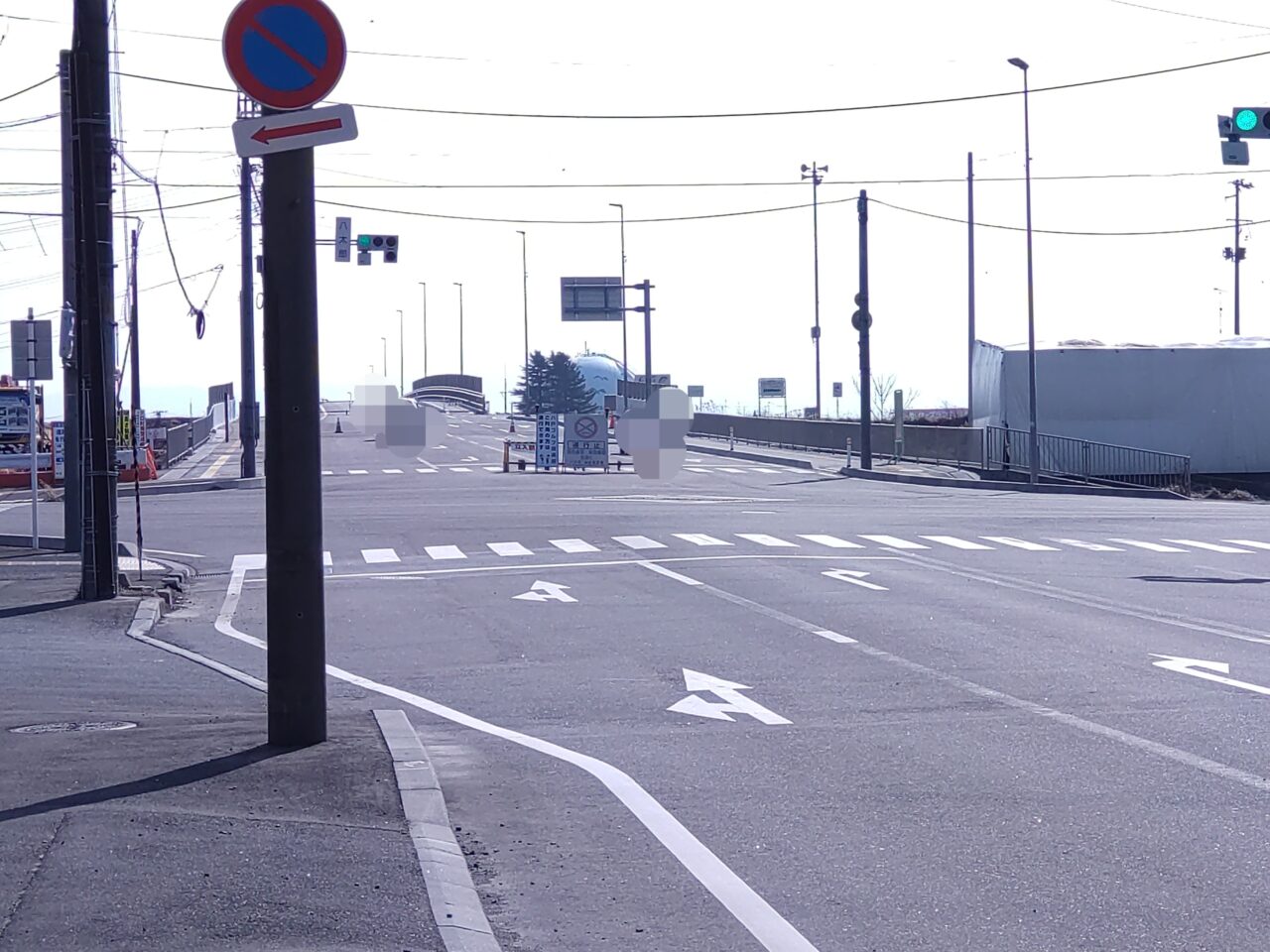 工事現場　新大橋前　注意看板